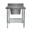 Simply Stainless Sink Bench 600 W x 600 D with Single Centre Bowl and 100mm Splashback