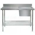 Simply Stainless Sink Bench 1200 W x 600 D with Single Right Bowl and 100mm Splashback
