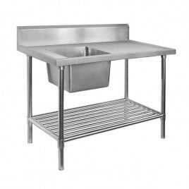 Stainless Steel Sink Bench 1500 W x 700 D with Single Left Bowl and 150mm Splashback
