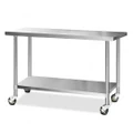 304 Stainless Steel Kitchen Bench with Castor Wheels 1524 W x 610 D