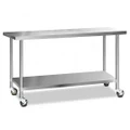 304 Stainless Steel Kitchen Bench with Castor Wheels 1829 W x 610 D