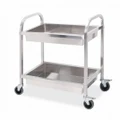 2 Tier Deep Shelf Stainless Steel Trolley Cart Medium 850 W x 450 D x 900 H