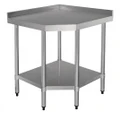 Stainless Steel Corner Table 800/800 W x 600 D with 60mm Splashback