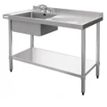 1000 W x 600 D Stainless Sink with Single Left Bowl and 60mm Splashback