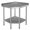 Stainless Steel Corner Table 900/900 W x 700 D with 60mm Splashback