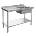 1000 W x 600 D Stainless Sink with Single Right Bowl and 60mm Splashback