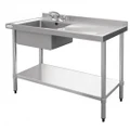 1200 W x 600 D Stainless Sink with Single Left Bowl and 60mm Splashback