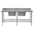 Simply Stainless Sink Bench 2400 W x 700 D with Double Centre Bowls and 150mm Splashback