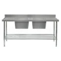 Simply Stainless Sink Bench 1500 W x 600 D with Double Centre Bowls and 100mm Splashback