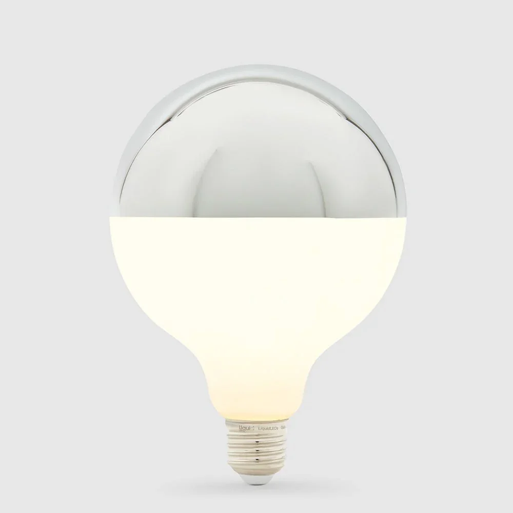 8W G125 Silver Mirror Crown light bulb Dimmable LED Chrome globe E27 warm white 2700K