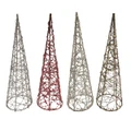 Glitter Wire Cone Christmas Tree Assorted Colours 25cm (Pk 4)