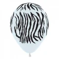 White Black Standard Zebra Stripe Latex Balloons 30cm (Pk 10)