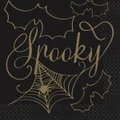 Black & Gold Halloween Spooky Spider Web Beverage Napkins (Pk 16)
