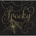 Black & Gold Halloween Spooky Spider Web Beverage Napkins (Pk 16)