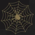 Black & Gold Halloween Spider Web Lunch Napkins (Pk 16)