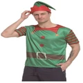 Adult Elf T Shirt & Hat Christmas Costume (Large)