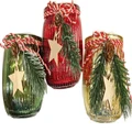 Christmas Assorted Tealight Candle Holder with Berries (Pk 3)