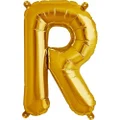 Small Gold Letter R 16in. Foil Balloon Pk 1 (Air Inflation Only / Stick & Cup Not Included)