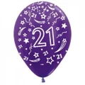 Metallic Purple All Over 21 Latex Balloons 30cm Pk 10