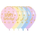 Matte Pastels Happy Birthday 30cm Latex Balloons (Pk 10)