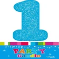 Blue Glitter Number 1 One Cake Candle (6cm)