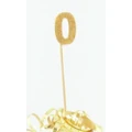 Gold Glitter Number 0 Tall Stick Cake Candle