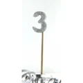 Silver Glitter Number 3 Tall Stick Cake Candle