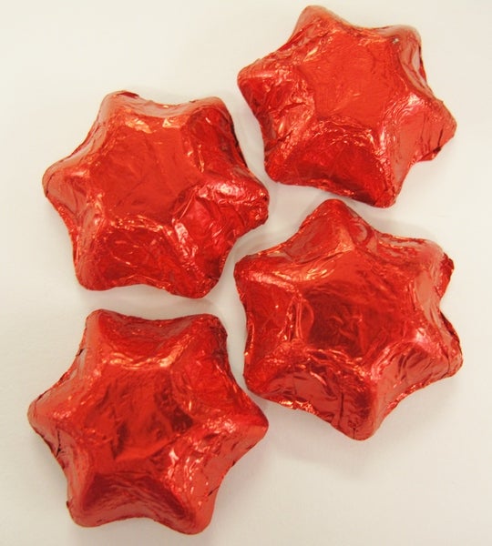 Red Foil Chocolate Stars 500g (approx 50 pieces)