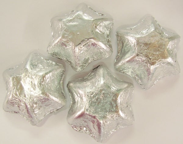 Silver Foil Chocolate Stars 500g (approx 50 pieces)