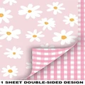 Daisy & Gingham Double Sided Gift Wrap 1 Sheet