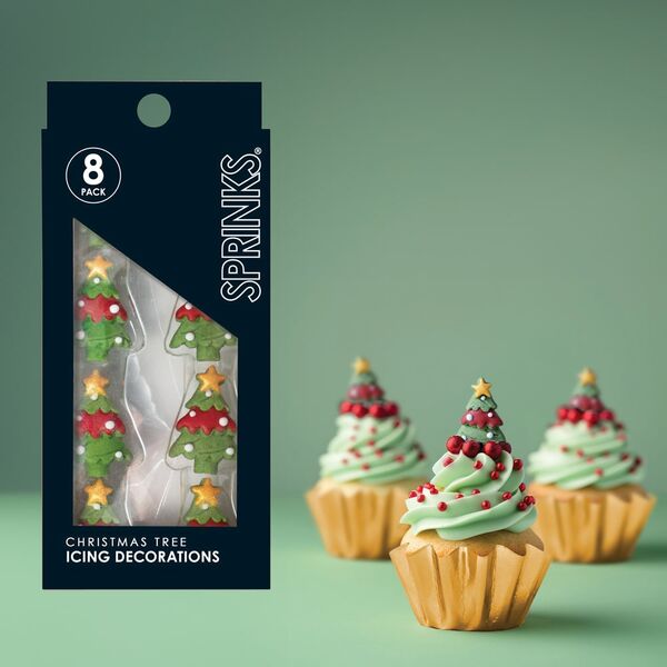 Sprinks Christmas Trees Edible Icing Decorations Pk 8