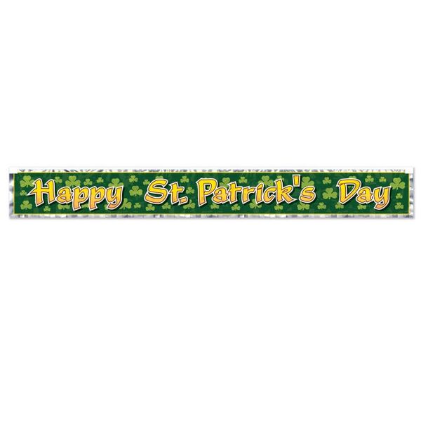 Happy St Patrick's Day Metallic Fringe Banner 1.52m