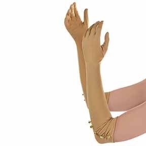 Gold Long Flapper Gloves with Diamantes (1 Pair) Pk 1