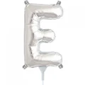 Small Silver Letter E 16in. Foil Balloon Pk 1 (Air Inflation Only / Stick & Cup Not Included)