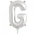 Small Silver Letter G 16in. Foil Balloon Pk 1 (Air Inflation Only / Stick & Cup Not Included)