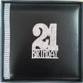 21st Birthday Black Leather Guest Book with Diamantes Pk 1