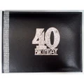 40th Birthday Black Leather Guest Book with Diamantes Pk 1