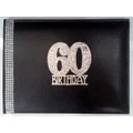 60th Birthday Black Leather Guest Book with Diamantes Pk 1