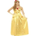 Adult Woman Golden Princess Costume (Small, 8-10)
