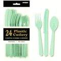 Reusable Mint Green Plastic Cutlery Set (Pk 18)