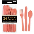 Reusable Coral Plastic Cutlery Set (Pk 18)
