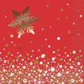 Christmas Gold & Red Sparkle 2 Ply Cocktail Napkins Pk 16