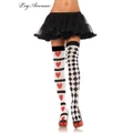 Harlequin Hearts Thigh High Stockings / Socks (One Size) Pk 1