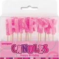 Glitz Pink Happy Birthday Candles Pk 1