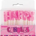 Glitz Pink Happy Birthday Candles Pk 1