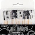 Glitz Black & Silver Happy Birthday Candles Pk 1