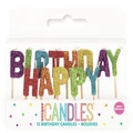 Happy Birthday Rainbow Glitter Candles Pk 1