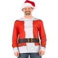Christmas Santa Suit Print Men's Faux Real Long Sleeve Shirt (XX Large) Pk 1