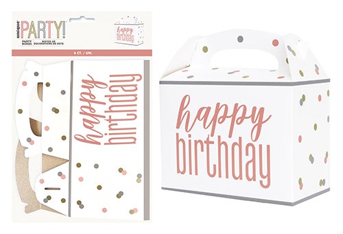 Happy Birthday Cardboard Party Treat Boxes Pk 6