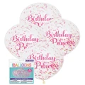 Clear Birthday Princess 12in Latex Balloons with Pink & Gold Confetti Pk 6